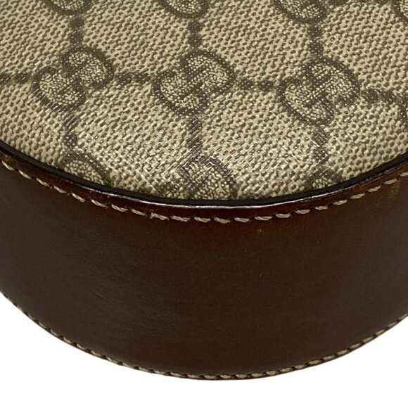 Auth GUCCI GG Plus/GG Supreme 409535 Dark Brown Beige PVC Leather Shoulder Bag - Picture 4 of 16